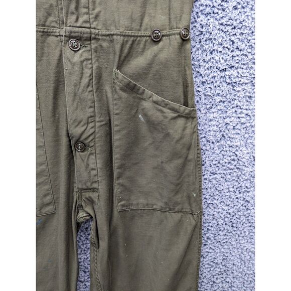 VTG US Military Cotton Sateen Coveralls Mens S Distressed Paint Splatter Green - Picture 7 of 14